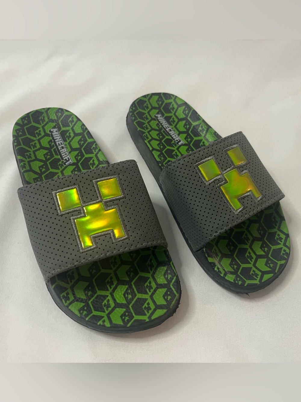 Kids Minecraft Creeper Slide Sandals